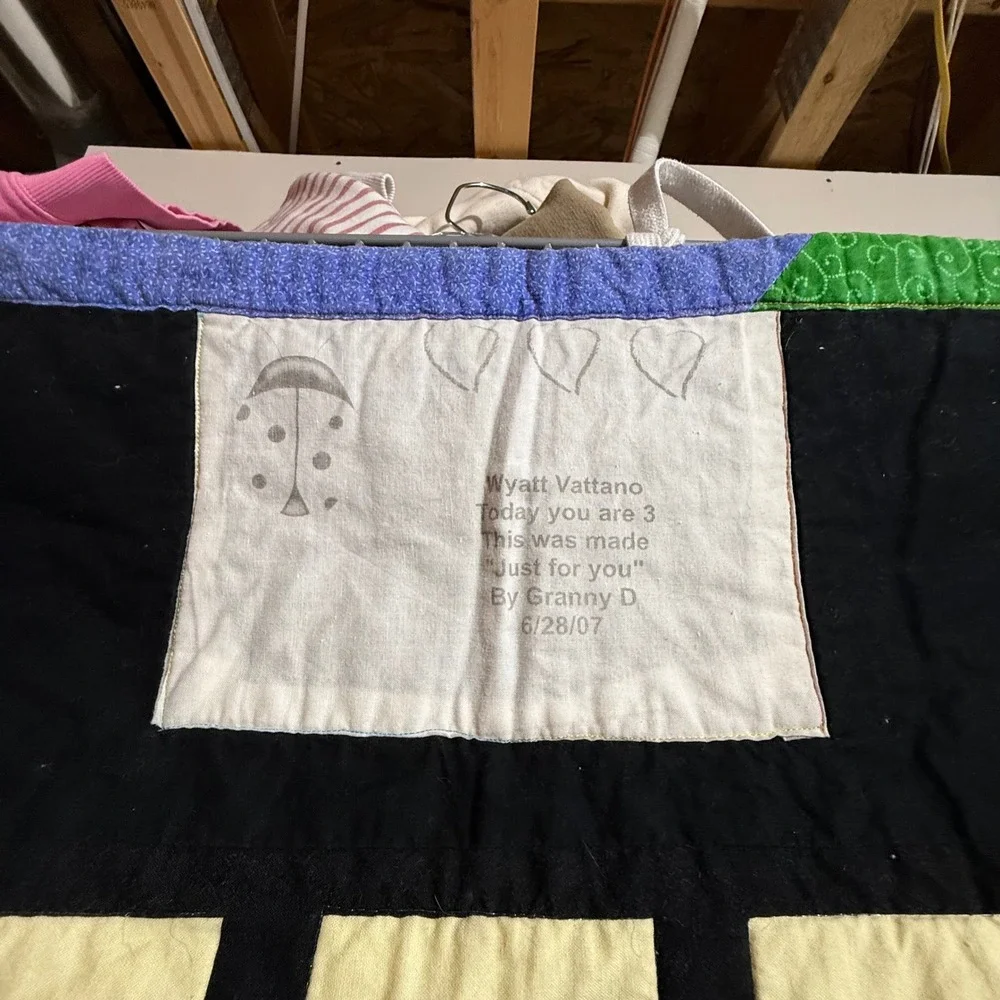 Retro Handmade Transportation Quilt Rainbow Patchwork Cars Trains Planes Blanket